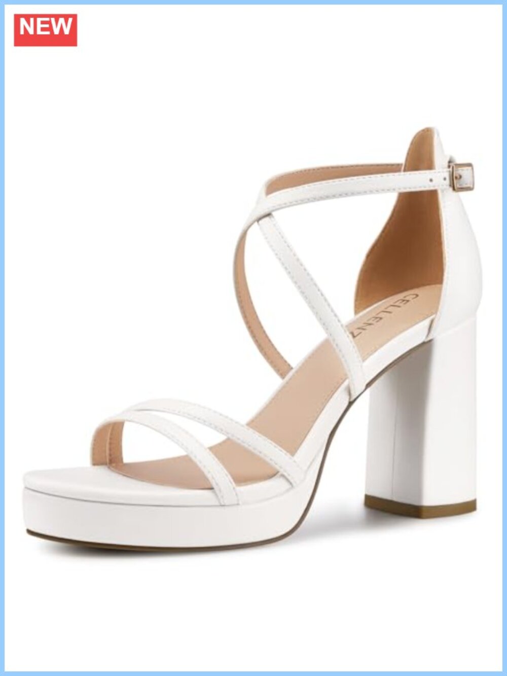 3.4 Inch Chunky Platform Heels Strappy Open Toe Ankle Strap Block Heels Comfort
